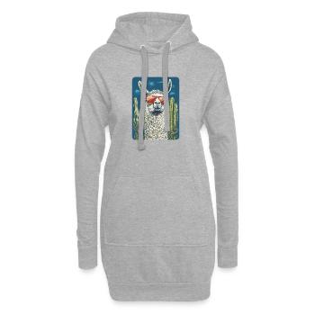 lama - Sweat-shirt à capuche long Femme - gris chiné - Devant