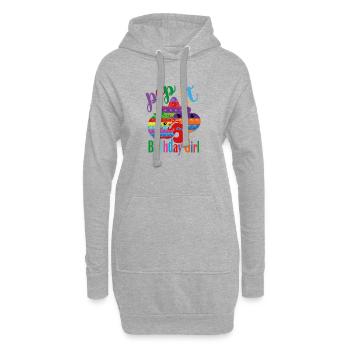 pop it Geburtstagskind 5 - Hoodie-Kleid - Grau meliert - Vorne