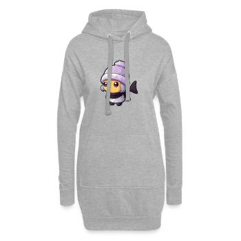 Fisch Winter Tier Anime - Hoodie-Kleid - Grau meliert - Vorne