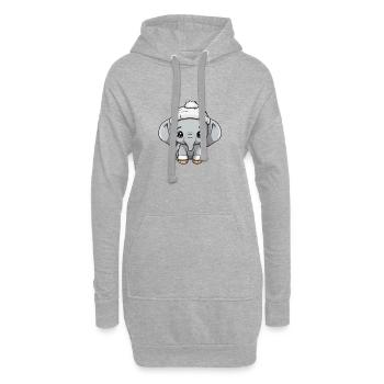 éléphant hiver animal bébé bande dessinée - Sweat-shirt à capuche long Femme - gris chiné - Devant