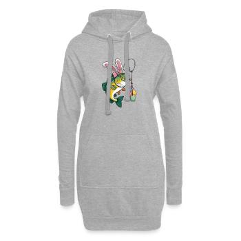 Ostern Angeln Hase Fisch Kunst - Hoodie-Kleid - Grau meliert - Vorne
