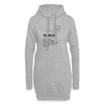 Niedlicher Stier Cartoon – Nickerchenmodus aktiviert - Hoodie-Kleid - Grau meliert - Vorne