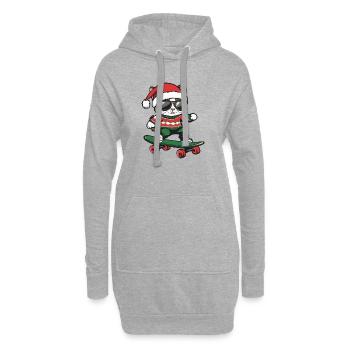 Katze Weihnachten Lustig - Hoodie-Kleid - Grau meliert - Vorne