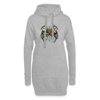 Schädelspinne mit Controller - Hoodie-Kleid - Grau meliert - Vorne