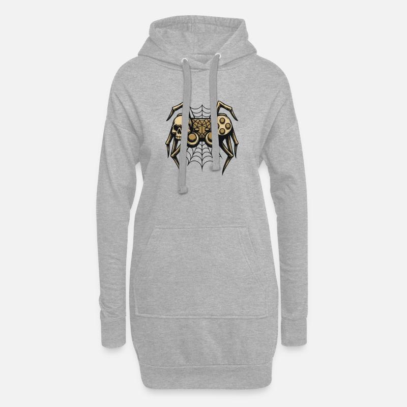 Schädelspinne mit Controller - Hoodie-Kleid - Grau meliert