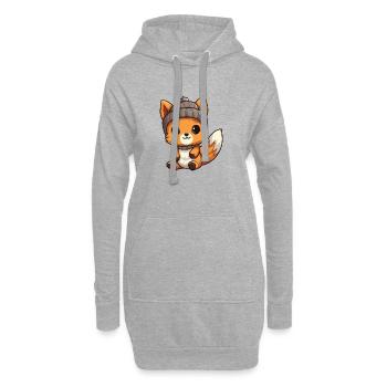 écureuil hiver animal bébé bande dessinée - Sweat-shirt à capuche long Femme - gris chiné - Devant