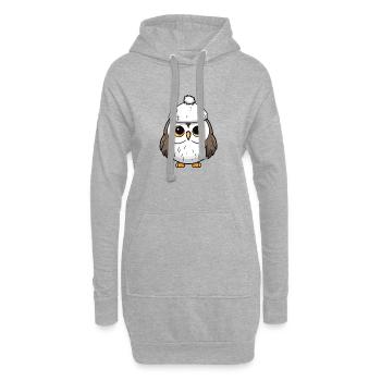 hibou hiver animal bébé bande dessinée - Sweat-shirt à capuche long Femme - gris chiné - Devant