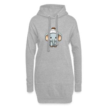 Elefant Winter Tier Baby Comic - Hoodie-Kleid - Grau meliert - Vorne