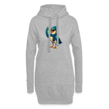 Mouette en tenue d’hiver - Sweat-shirt à capuche long Femme - gris chiné - Devant