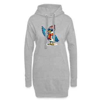 Mouette fraîche avec lunettes de soleil et casquette - Sweat-shirt à capuche long Femme - gris chiné - Devant