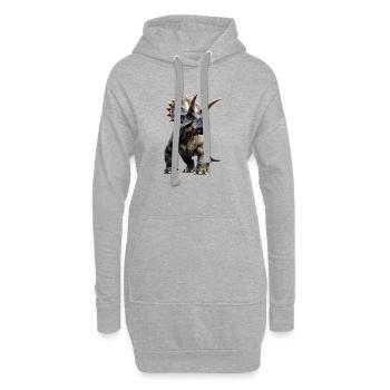 Triceratops Dinosaure Dinos Triceratops Dino - Sweat-shirt à capuche long Femme - gris chiné - Devant