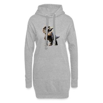 Triceratops Dinosaurier Dinos Triceratops Dino - Hoodie-Kleid - Grau meliert - Vorne