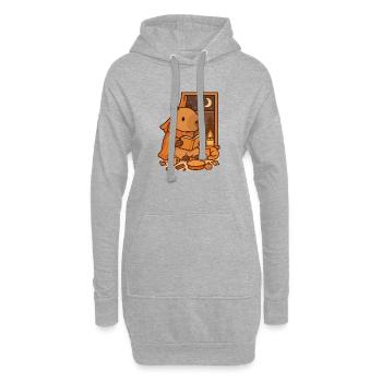 Coin lecture Capybara – Soirée d’automne douillette - Sweat-shirt à capuche long Femme - gris chiné - Devant