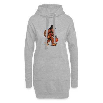Bigfoot portant de la dinde Thanksgiving humour - Sweat-shirt à capuche long Femme - gris chiné - Devant