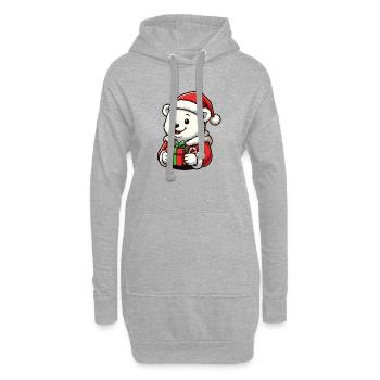 Ours polaire de Noël avec cadeau – Joli motif de Noël - Sweat-shirt à capuche long Femme - gris chiné - Devant