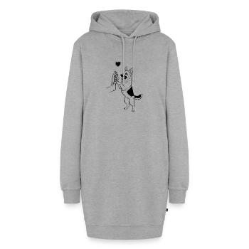 Deutscher Schäferhund Liebe Hund Kunst - Hoodie-Kleid - Grau meliert - Vorne