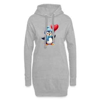 Pingouin mignon avec ballon - Sweat-shirt à capuche long Femme - gris chiné - Devant