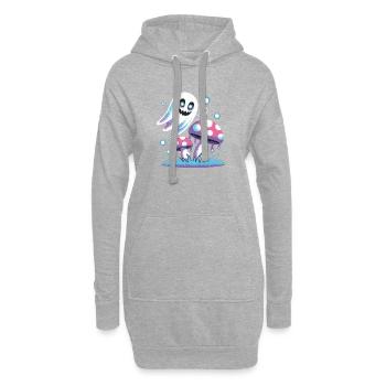 Champignons fantômes style néon - Sweat-shirt à capuche long Femme - gris chiné - Devant