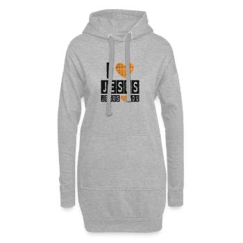 Ich liebe Jesus Waffel Herz Glaube Design - Hoodie-Kleid - Grau meliert - Vorne