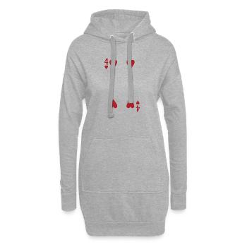 Carte Quatre Cœurs Double Tête Rome Poker - Sweat-shirt à capuche long Femme - gris chiné - Devant