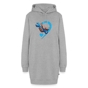 Clé à molette avec COEUR - Sweat-shirt à capuche long Femme - gris chiné - Devant