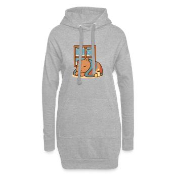 Le capybara se blottit en hiver - Sweat-shirt à capuche long Femme - gris chiné - Devant