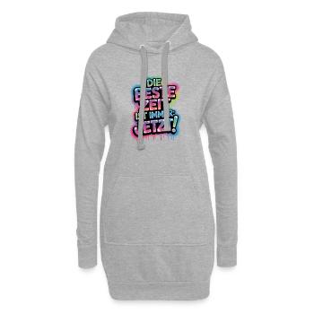 Die Beste Zeit Ist Immer Jetzt Leben Carpe Diem - Hoodie-Kleid - Grau meliert - Vorne