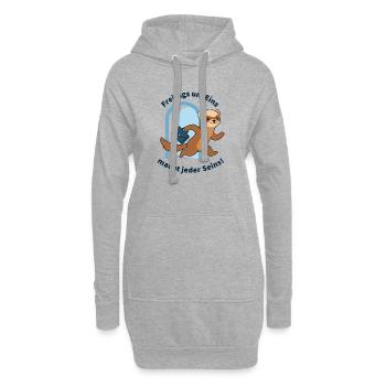 Le vendredi à une heure... Enfin le week-end - Sweat-shirt à capuche long Femme - gris chiné - Devant