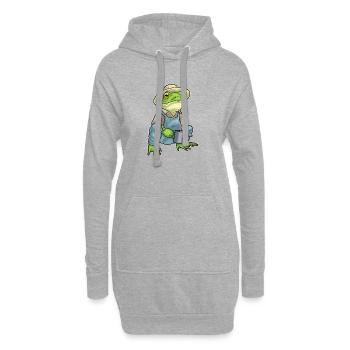 Frosch Landwirt Gießkanne Bauernhof - Hoodie-Kleid - Grau meliert - Vorne