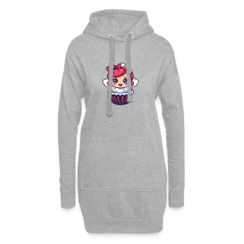 Gâteau de fée à dos - Sweat-shirt à capuche long Femme - gris chiné - Devant