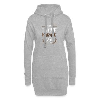 I Love Karate Herz Motiv Zeichnung - Hoodie-Kleid - Grau meliert - Vorne