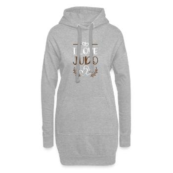 J’adore les cœurs de judo - Sweat-shirt à capuche long Femme - gris chiné - Devant