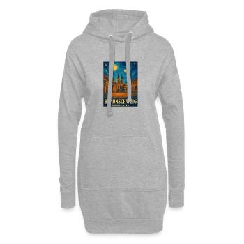 Braunschweig Nachtlicht Stadtmotiv - Hoodie-Kleid - Grau meliert - Vorne