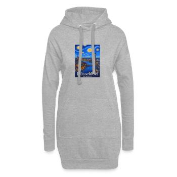 Panorama nocturne de Düsseldorf sur le Rhin - Sweat-shirt à capuche long Femme - gris chiné - Devant