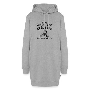 Alter Mann mit Motorrad Zitat - Hoodie-Kleid - Grau meliert - Vorne