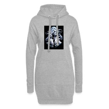Quatre chèvres sous la pleine lune la nuit - Sweat-shirt à capuche long Femme - gris chiné - Devant