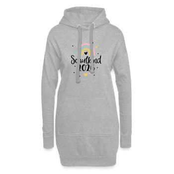 Schulkind 2026 Regenbogen Herz Einschulung - Hoodie-Kleid - Grau meliert - Vorne