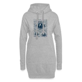 Ours glacé dans l’eau - Sweat-shirt à capuche long Femme - gris chiné - Devant