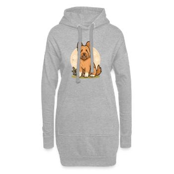 Niedlicher Briard-Hund mit Pfotenmuster - Hoodie-Kleid - Grau meliert - Vorne