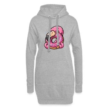 Mignon Flamingo rose beignet dessin animé dessert - Sweat-shirt à capuche long Femme - gris chiné - Devant