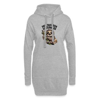 Faultastisch unterwegs mit Faultier und Humor  - Hoodie-Kleid - Grau meliert - Vorne