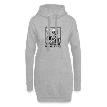 Skeleton Coffee Dire Touch my Coffee you - Sweat-shirt à capuche long Femme - gris chiné - Devant