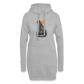 Guépard au coucher du soleil - Sweat-shirt à capuche long Femme - gris chiné - Devant