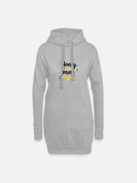 Mine d’abeilles mellifères - Abeilles & Cœur Jaune - Sweat-shirt à capuche long Femme - gris chiné