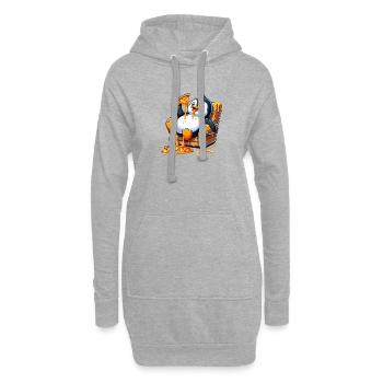 Süßer Pinguin Cartoon Pizza Essen Chill Gammeln - Hoodie-Kleid - Grau meliert - Vorne