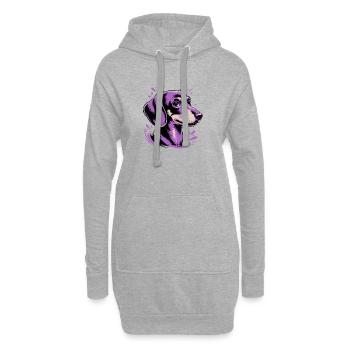Chien violet Pop Art Portrait - Sweat-shirt à capuche long Femme - gris chiné - Devant
