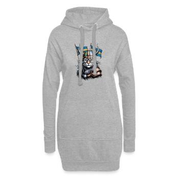 Schweden Katze Wikinger - Hoodie-Kleid - Grau meliert - Vorne