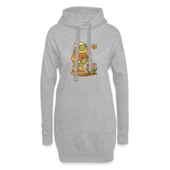 Grenouille printanière – Jardin de fleurs Frogcore - Sweat-shirt à capuche long Femme - gris chiné - Devant