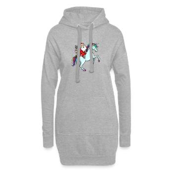 Père Noël chevauchant licorne tenue de Noël magique - Sweat-shirt à capuche long Femme - gris chiné - Devant