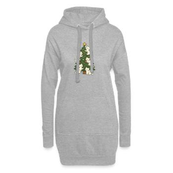 Whiskered Christmas Tree Crew, Love Cats, Kittens  - Hoodie Dress - heather grey - Front
